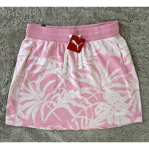 Puma Palm Resort Drawstring-Waist Skirt Women's S Pink Lilac-aop Elastic Waist - Picture 5 of 16